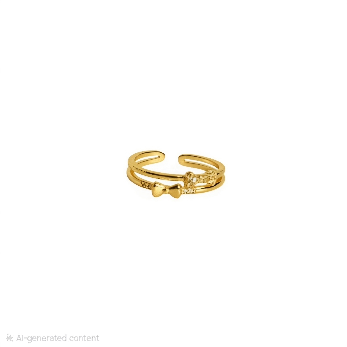 Crystal Bow Gold Adjustable Ring